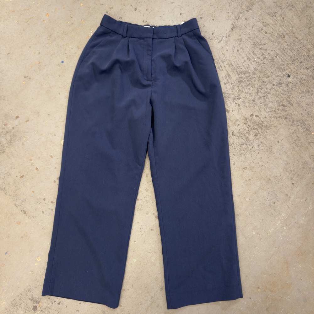 Abercrombie & Fitch Curve Love Sloan Tailored Pants Navy Blue Wide Leg 31 12L